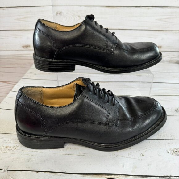 Croft & Barrow Carlton Black Leather Wide Lace Up Mens Dress Shoes Size 9 Wide - Picture 9 of 13